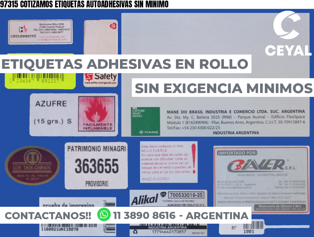 97315 COTIZAMOS ETIQUETAS AUTOADHESIVAS SIN MINIMO