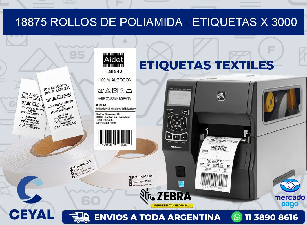18875 ROLLOS DE POLIAMIDA - ETIQUETAS X 3000