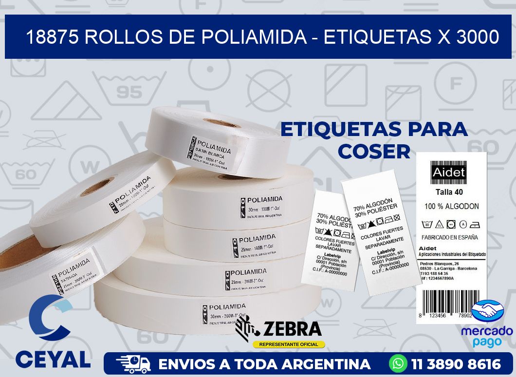 18875 ROLLOS DE POLIAMIDA - ETIQUETAS X 3000