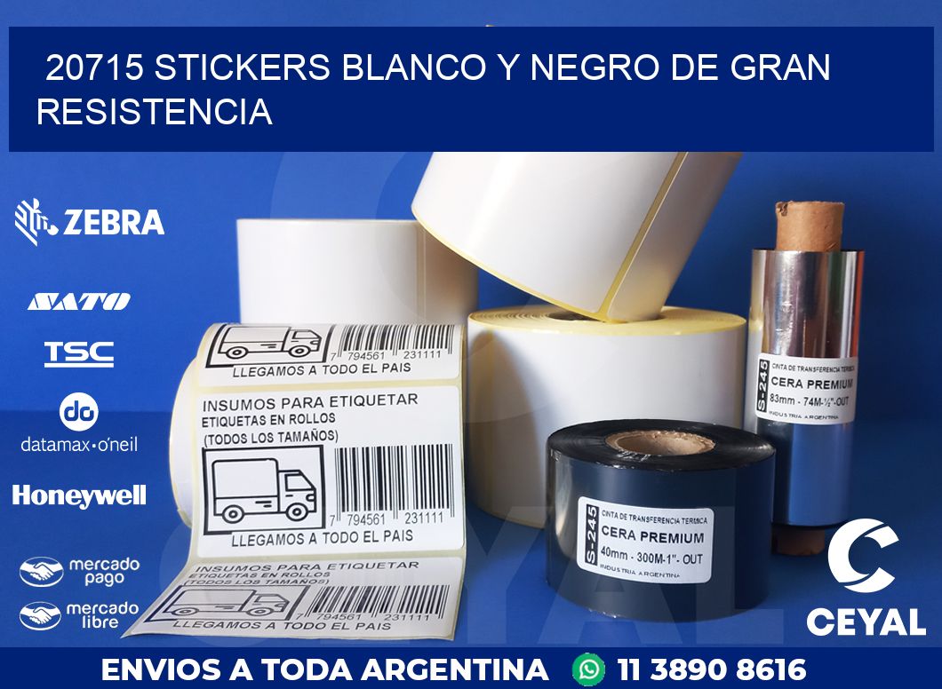20715 STICKERS BLANCO Y NEGRO DE GRAN RESISTENCIA