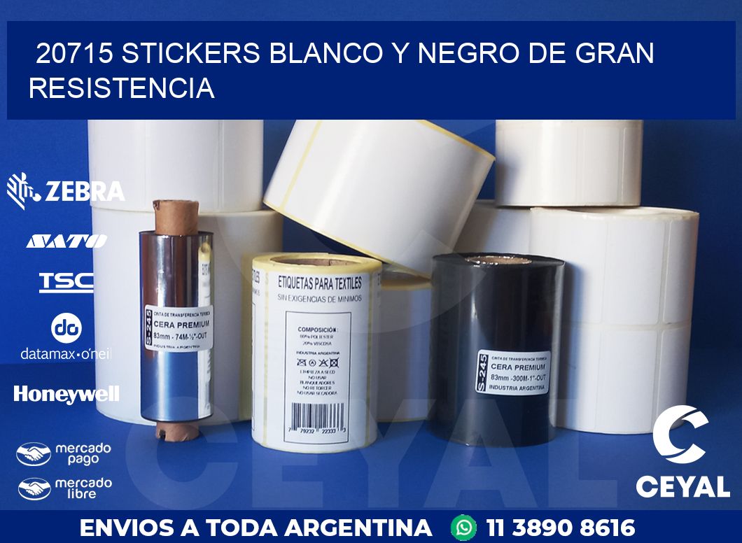 20715 STICKERS BLANCO Y NEGRO DE GRAN RESISTENCIA