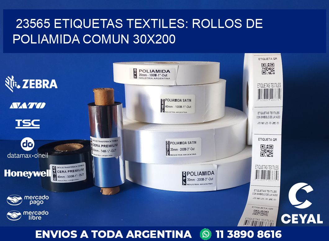 23565 ETIQUETAS TEXTILES: ROLLOS DE POLIAMIDA COMUN 30X200