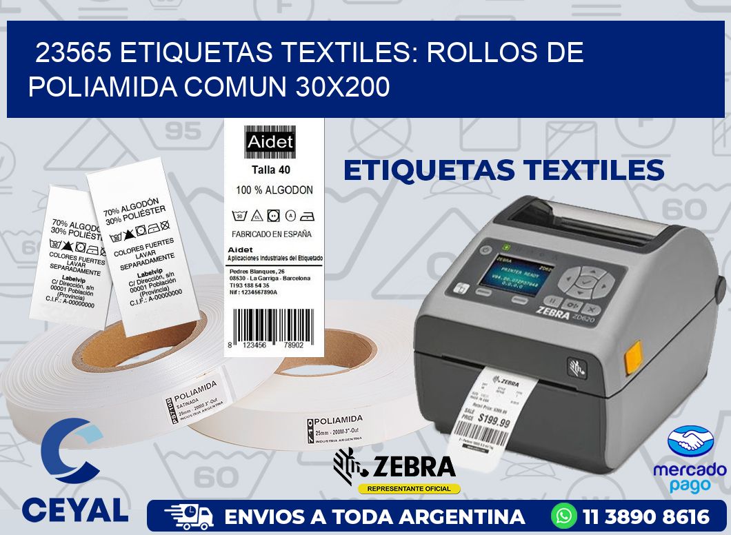 23565 ETIQUETAS TEXTILES: ROLLOS DE POLIAMIDA COMUN 30X200