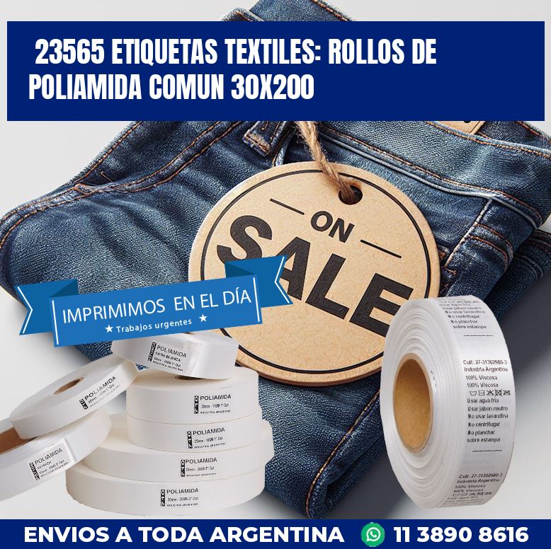 23565 ETIQUETAS TEXTILES: ROLLOS DE POLIAMIDA COMUN 30X200