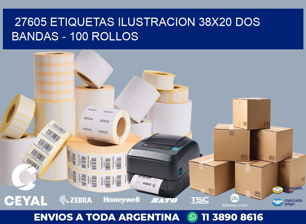 27605 ETIQUETAS ILUSTRACION 38X20 DOS BANDAS - 100 ROLLOS