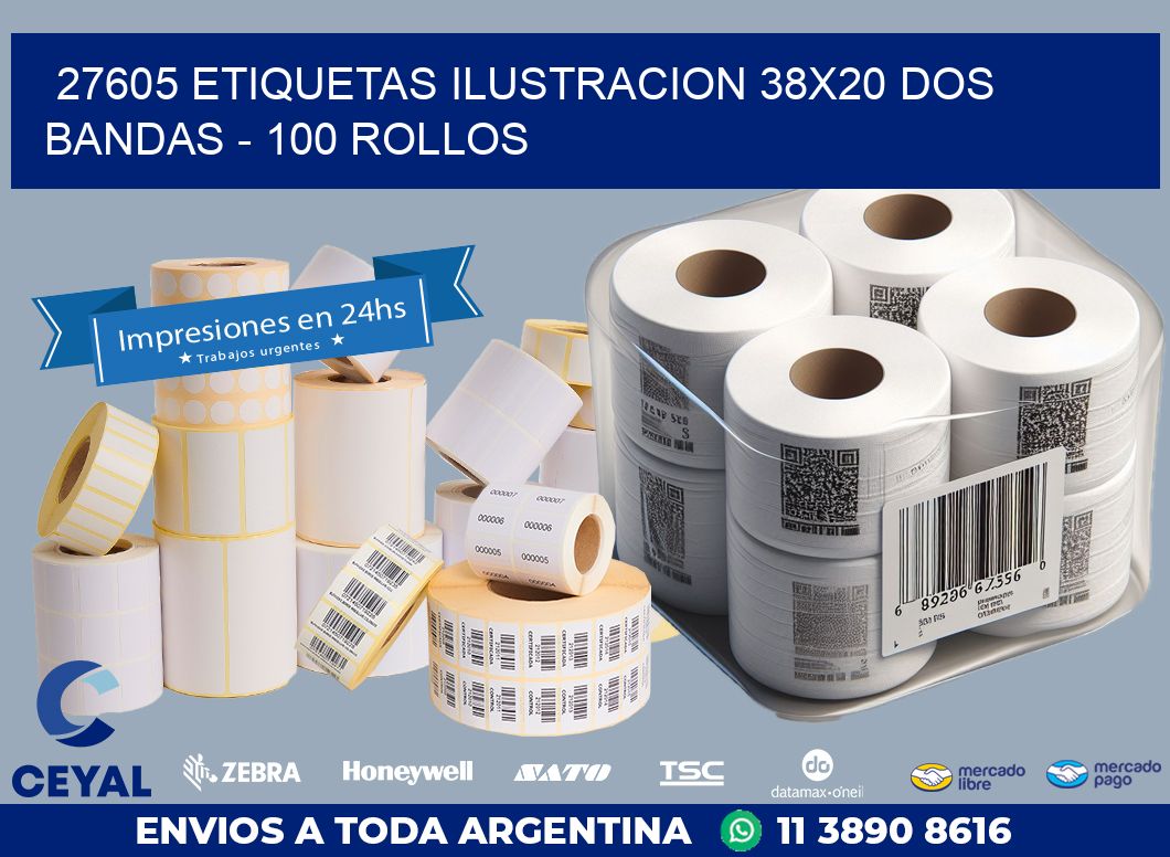 27605 ETIQUETAS ILUSTRACION 38X20 DOS BANDAS – 100 ROLLOS