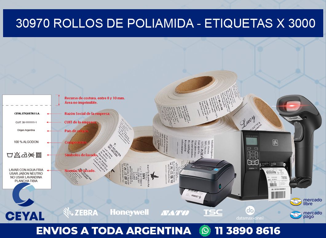 30970 ROLLOS DE POLIAMIDA - ETIQUETAS X 3000