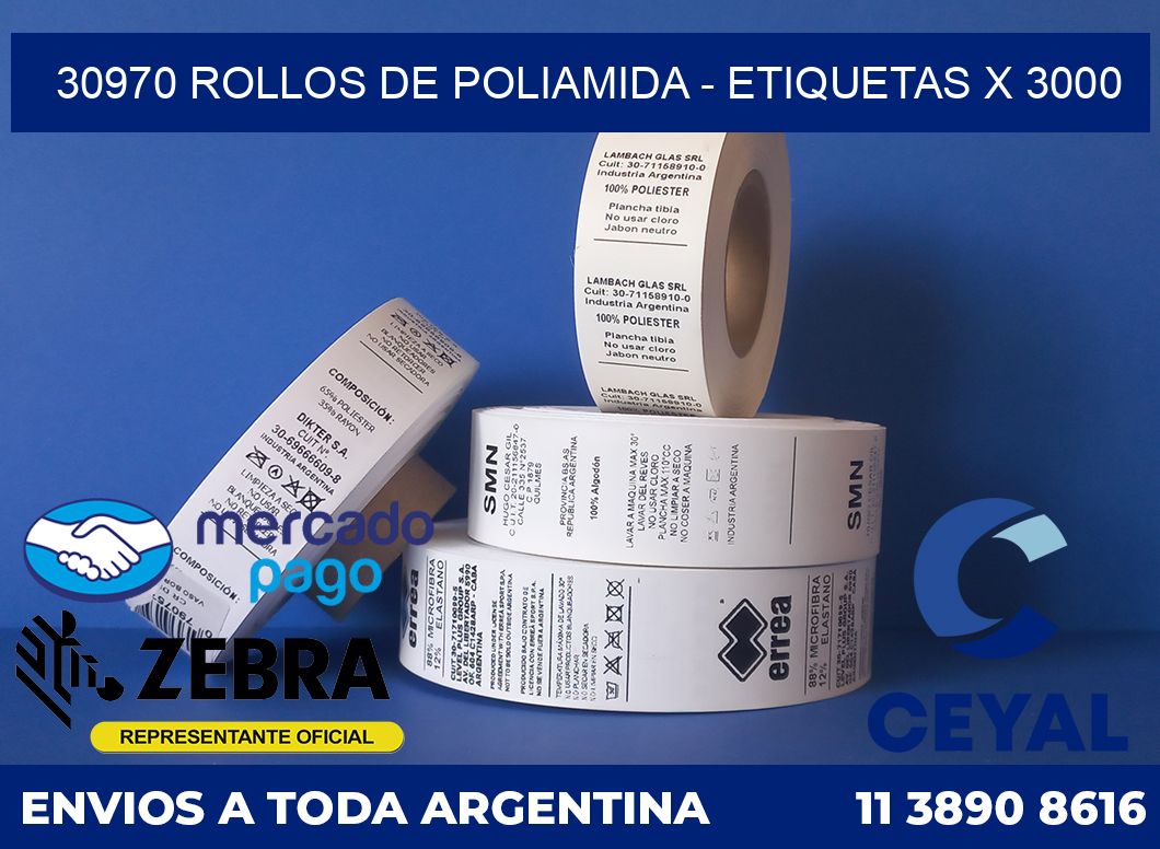 30970 ROLLOS DE POLIAMIDA - ETIQUETAS X 3000