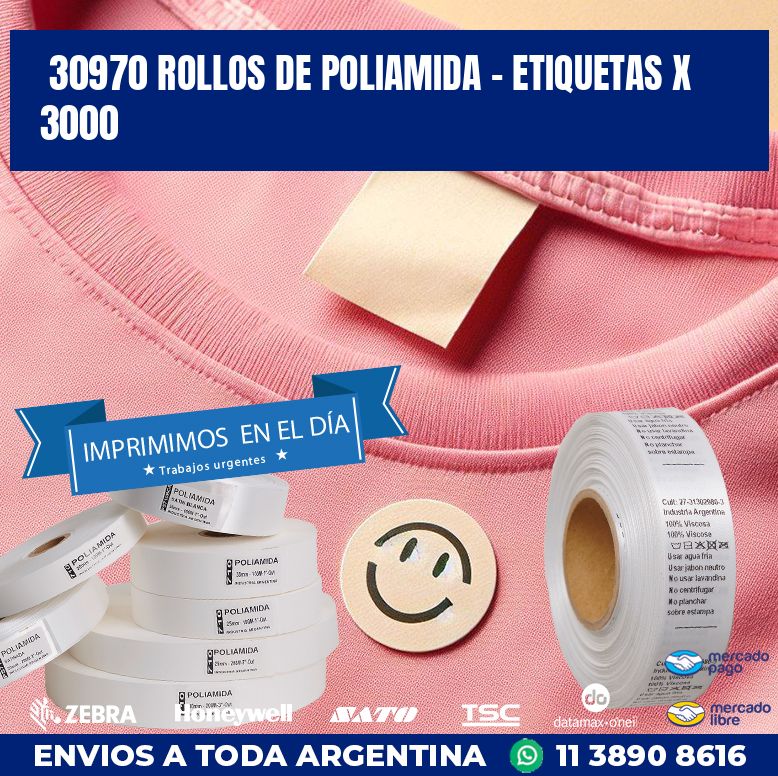 30970 ROLLOS DE POLIAMIDA – ETIQUETAS X 3000