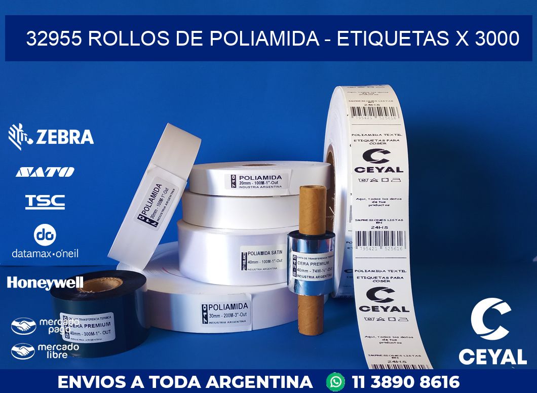 32955 ROLLOS DE POLIAMIDA - ETIQUETAS X 3000