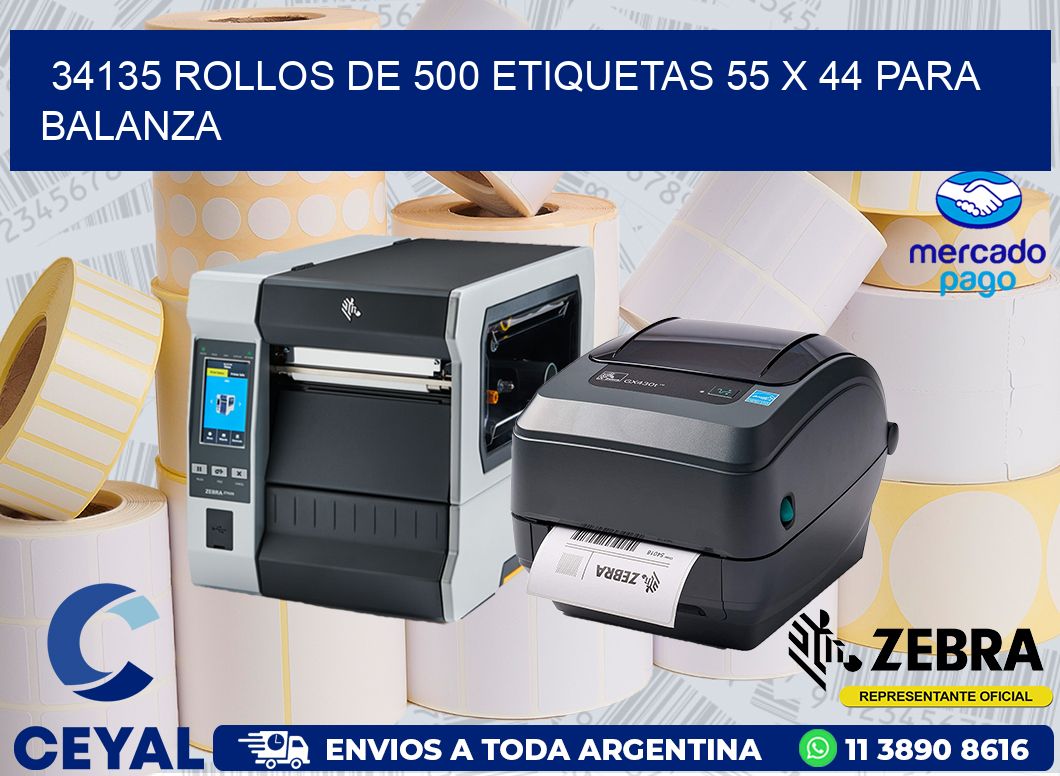 34135 ROLLOS DE 500 ETIQUETAS 55 X 44 PARA BALANZA