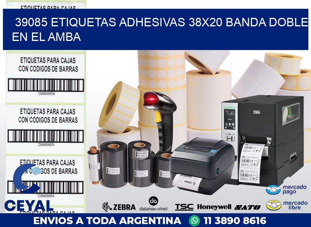 39085 ETIQUETAS ADHESIVAS 38X20 BANDA DOBLE EN EL AMBA