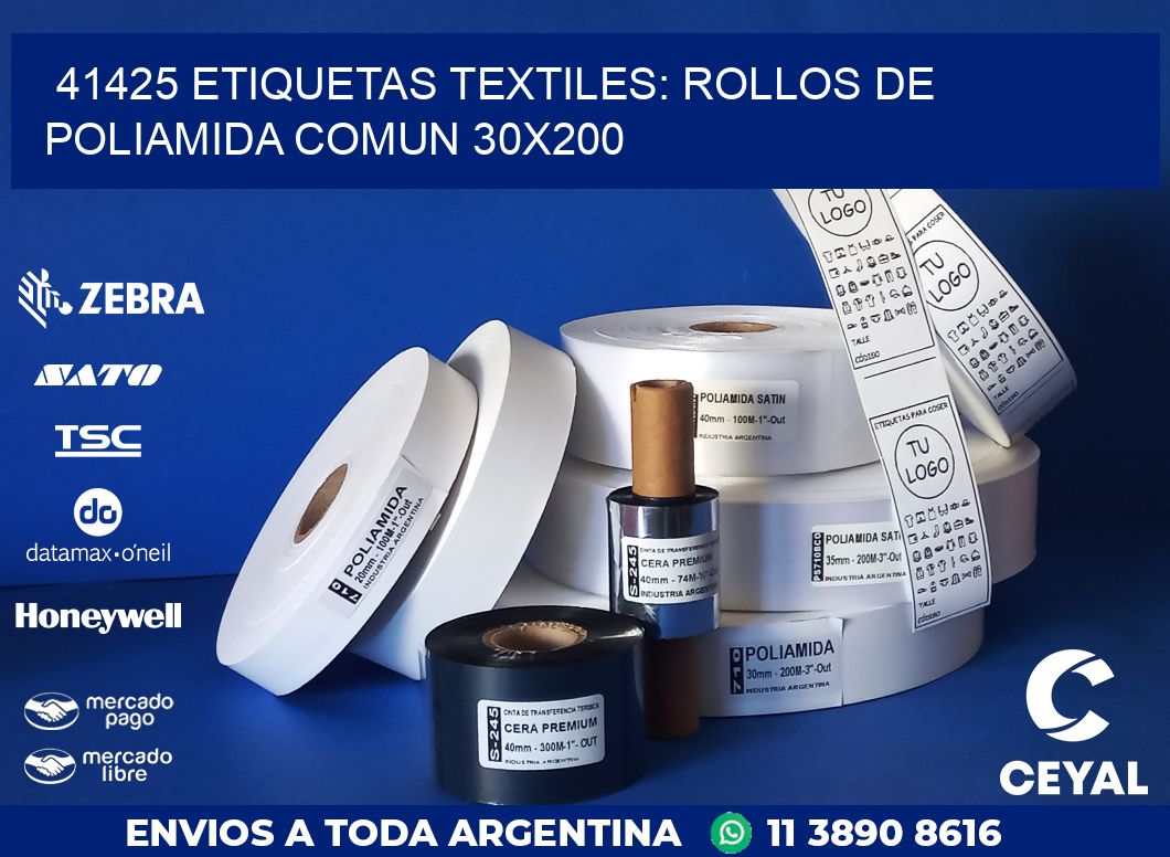 41425 ETIQUETAS TEXTILES: ROLLOS DE POLIAMIDA COMUN 30X200