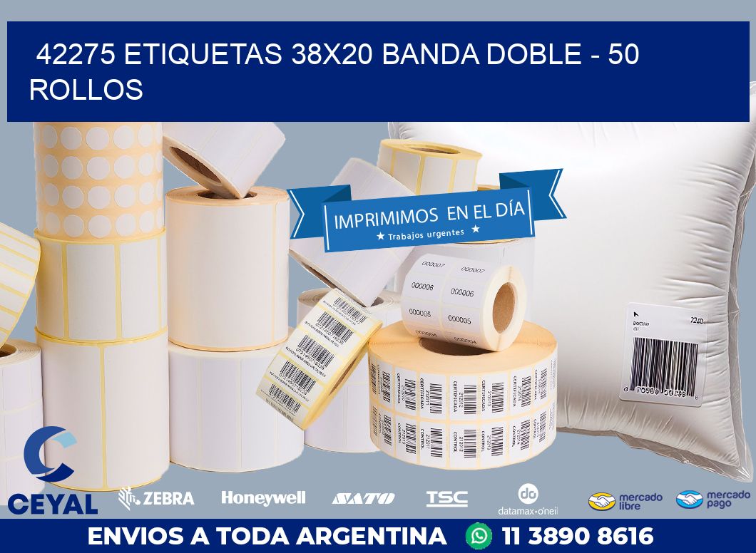 42275 ETIQUETAS 38X20 BANDA DOBLE – 50 ROLLOS