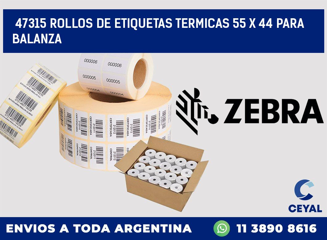 47315 ROLLOS DE ETIQUETAS TERMICAS 55 X 44 PARA BALANZA