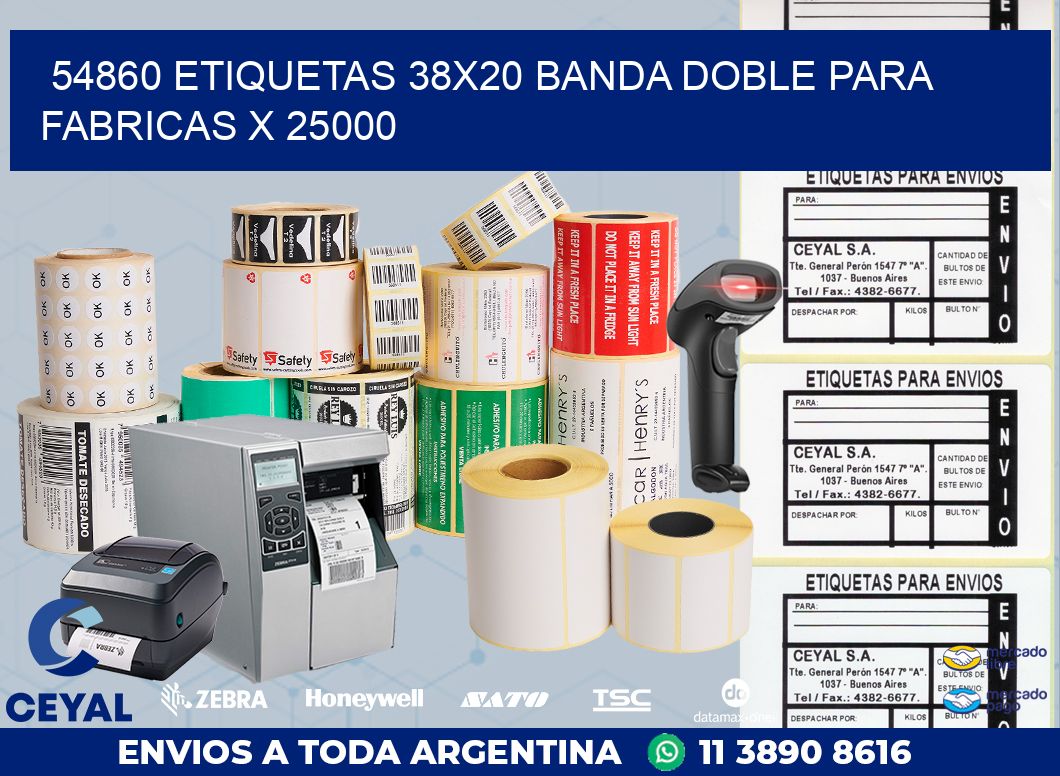 54860 ETIQUETAS 38X20 BANDA DOBLE PARA FABRICAS X 25000