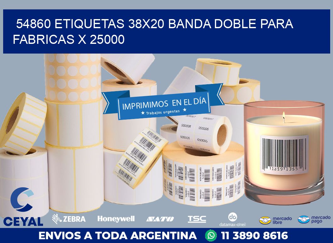 54860 ETIQUETAS 38X20 BANDA DOBLE PARA FABRICAS X 25000