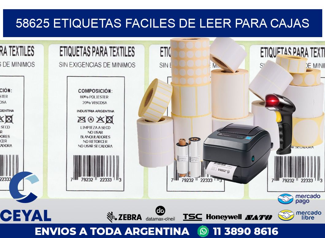 58625 ETIQUETAS FACILES DE LEER PARA CAJAS