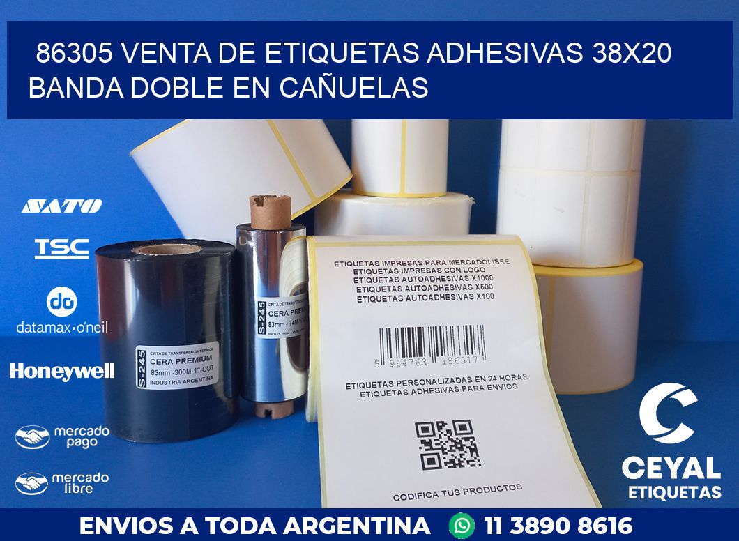 86305 VENTA DE ETIQUETAS ADHESIVAS 38X20 BANDA DOBLE EN CAÑUELAS