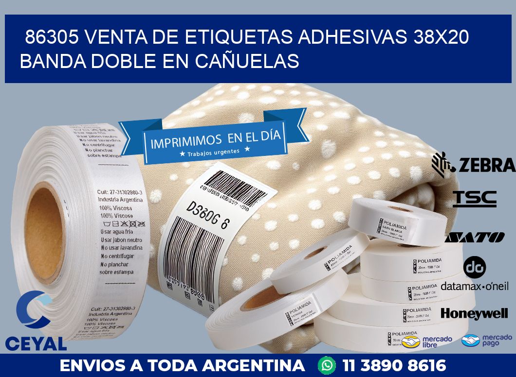 86305 VENTA DE ETIQUETAS ADHESIVAS 38X20 BANDA DOBLE EN CAÑUELAS