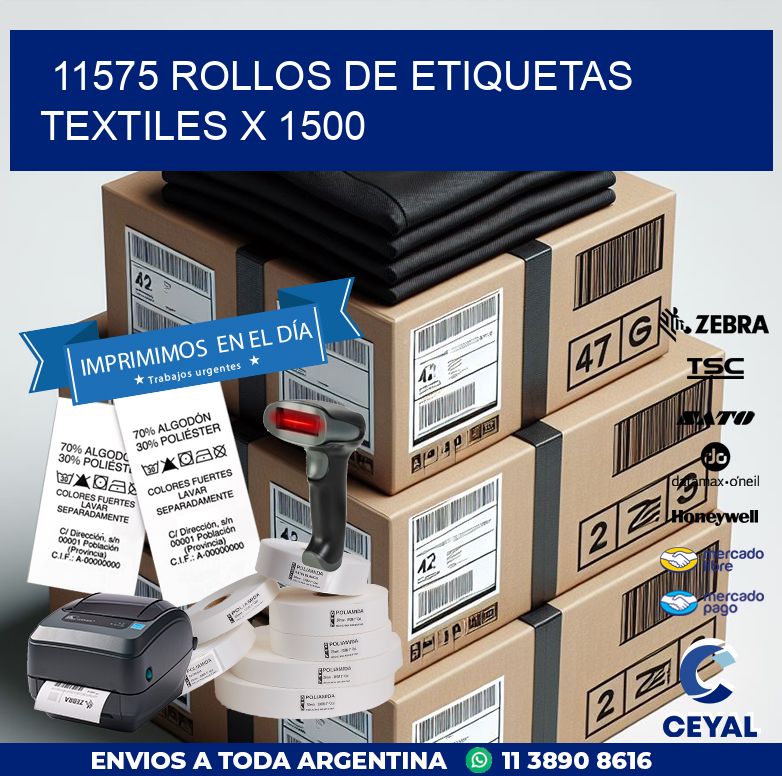 11575 ROLLOS DE ETIQUETAS TEXTILES X 1500