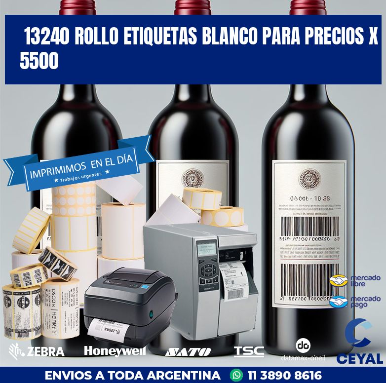 13240 ROLLO ETIQUETAS BLANCO PARA PRECIOS X 5500
