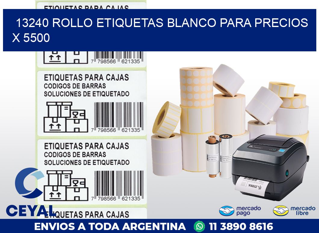 13240 ROLLO ETIQUETAS BLANCO PARA PRECIOS X 5500