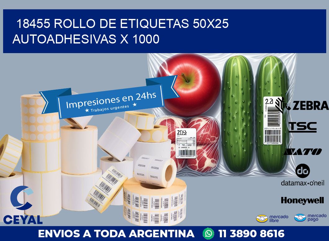 18455 ROLLO DE ETIQUETAS 50X25 AUTOADHESIVAS X 1000