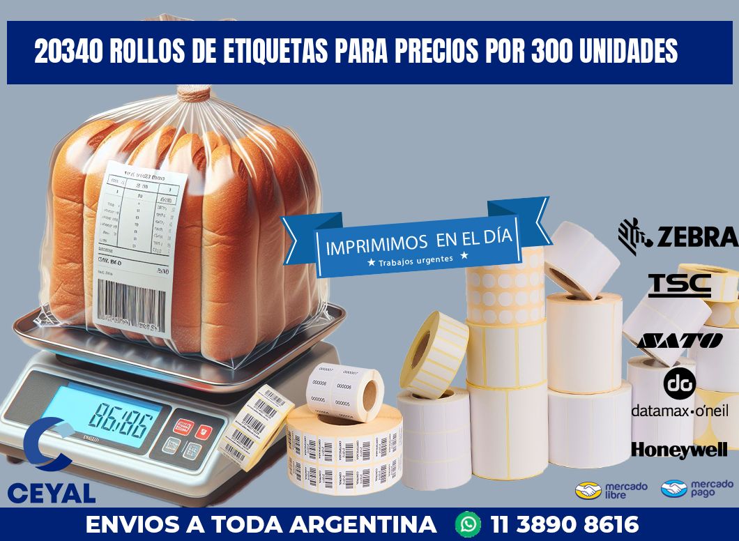 20340 ROLLOS DE ETIQUETAS PARA PRECIOS POR 300 UNIDADES