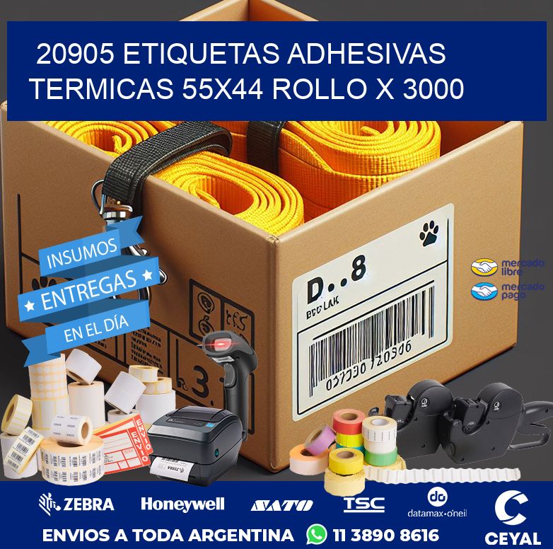 20905 ETIQUETAS ADHESIVAS TERMICAS 55X44 ROLLO X 3000