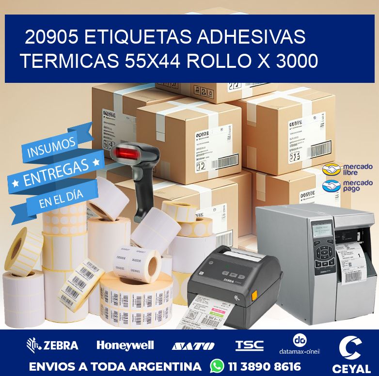 20905 ETIQUETAS ADHESIVAS TERMICAS 55X44 ROLLO X 3000