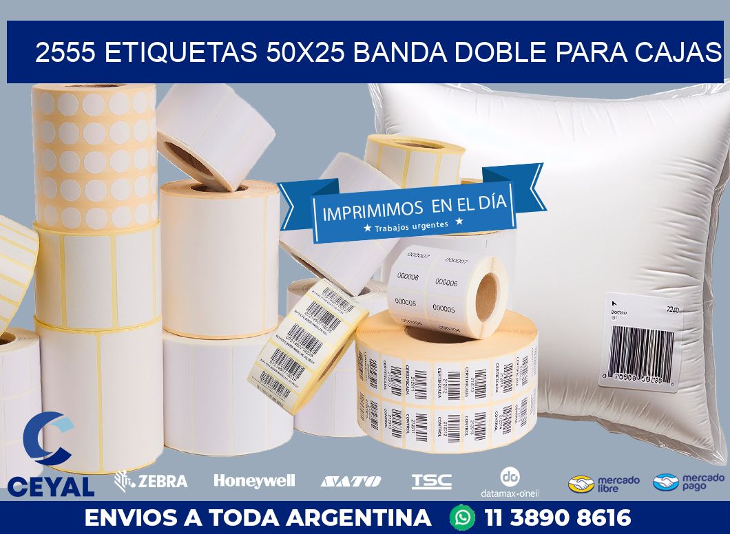 2555 ETIQUETAS 50X25 BANDA DOBLE PARA CAJAS
