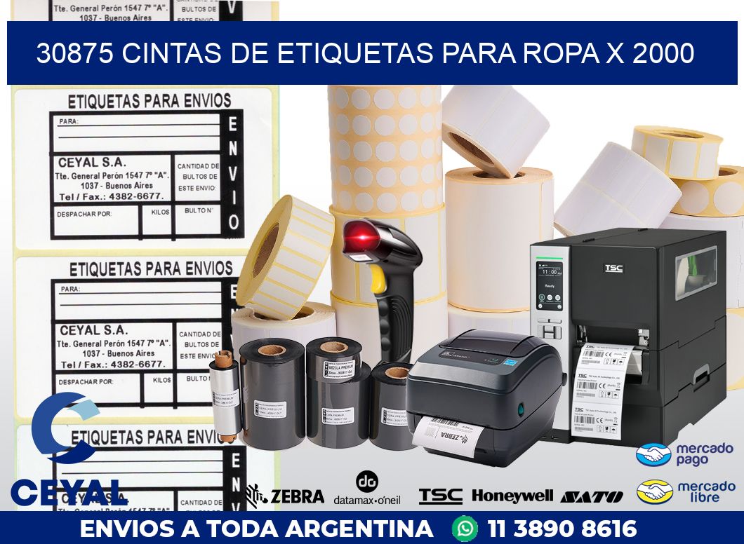 30875 CINTAS DE ETIQUETAS PARA ROPA X 2000