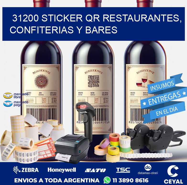 31200 STICKER QR RESTAURANTES, CONFITERIAS Y BARES