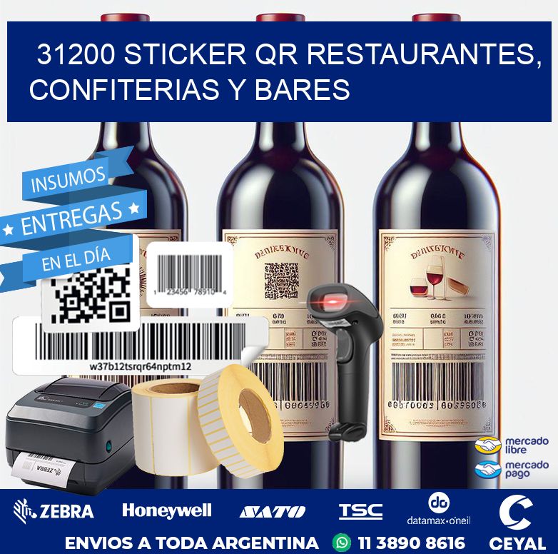 31200 STICKER QR RESTAURANTES, CONFITERIAS Y BARES