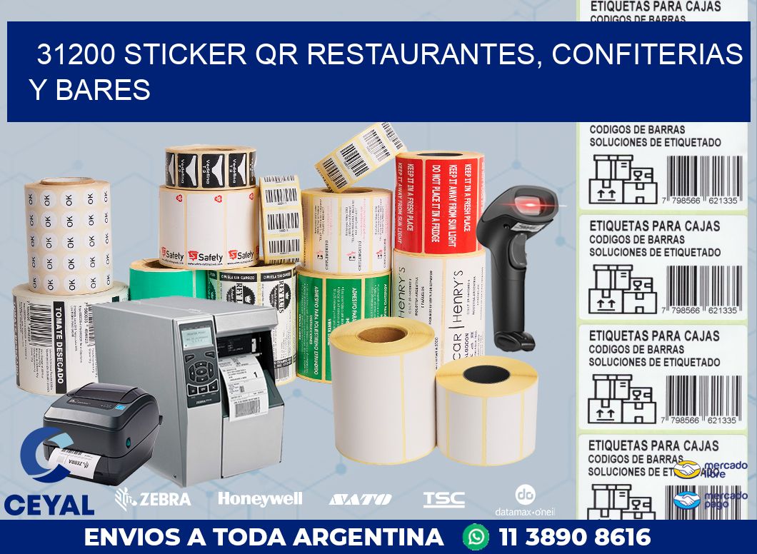 31200 STICKER QR RESTAURANTES, CONFITERIAS Y BARES