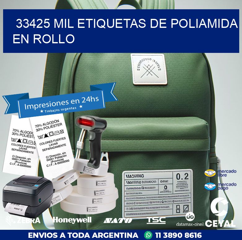 33425 MIL ETIQUETAS DE POLIAMIDA EN ROLLO