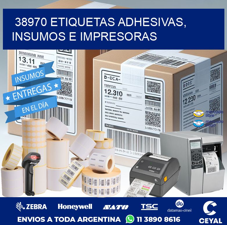 38970 ETIQUETAS ADHESIVAS, INSUMOS E IMPRESORAS