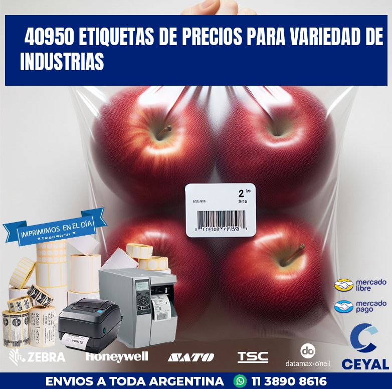 40950 ETIQUETAS DE PRECIOS PARA VARIEDAD DE INDUSTRIAS