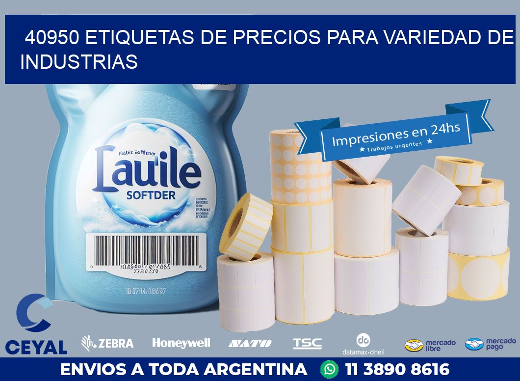 40950 ETIQUETAS DE PRECIOS PARA VARIEDAD DE INDUSTRIAS