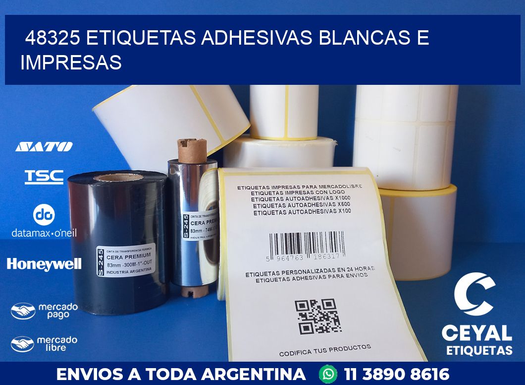 48325 ETIQUETAS ADHESIVAS BLANCAS E IMPRESAS