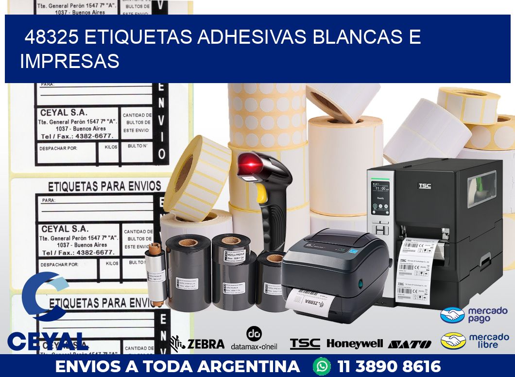 48325 ETIQUETAS ADHESIVAS BLANCAS E IMPRESAS