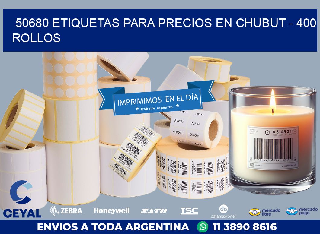 50680 ETIQUETAS PARA PRECIOS EN CHUBUT – 400 ROLLOS