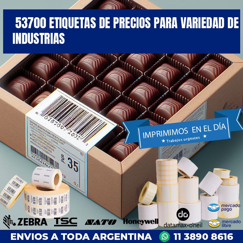 53700 ETIQUETAS DE PRECIOS PARA VARIEDAD DE INDUSTRIAS
