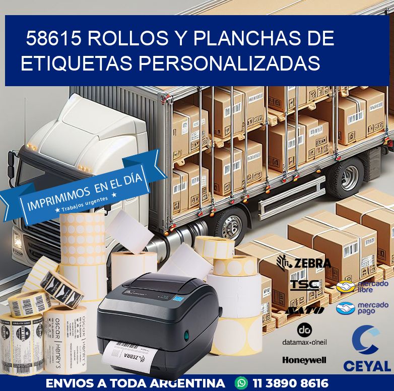 58615 ROLLOS Y PLANCHAS DE ETIQUETAS PERSONALIZADAS