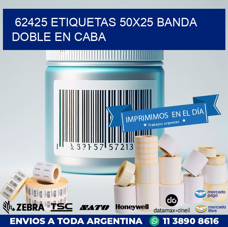 62425 ETIQUETAS 50X25 BANDA DOBLE EN CABA