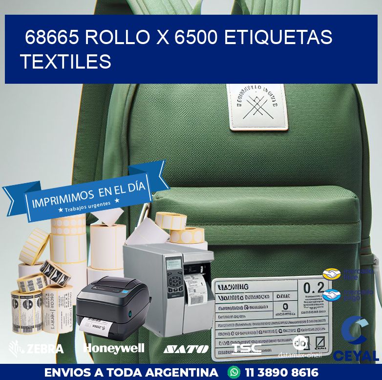 68665 ROLLO X 6500 ETIQUETAS TEXTILES