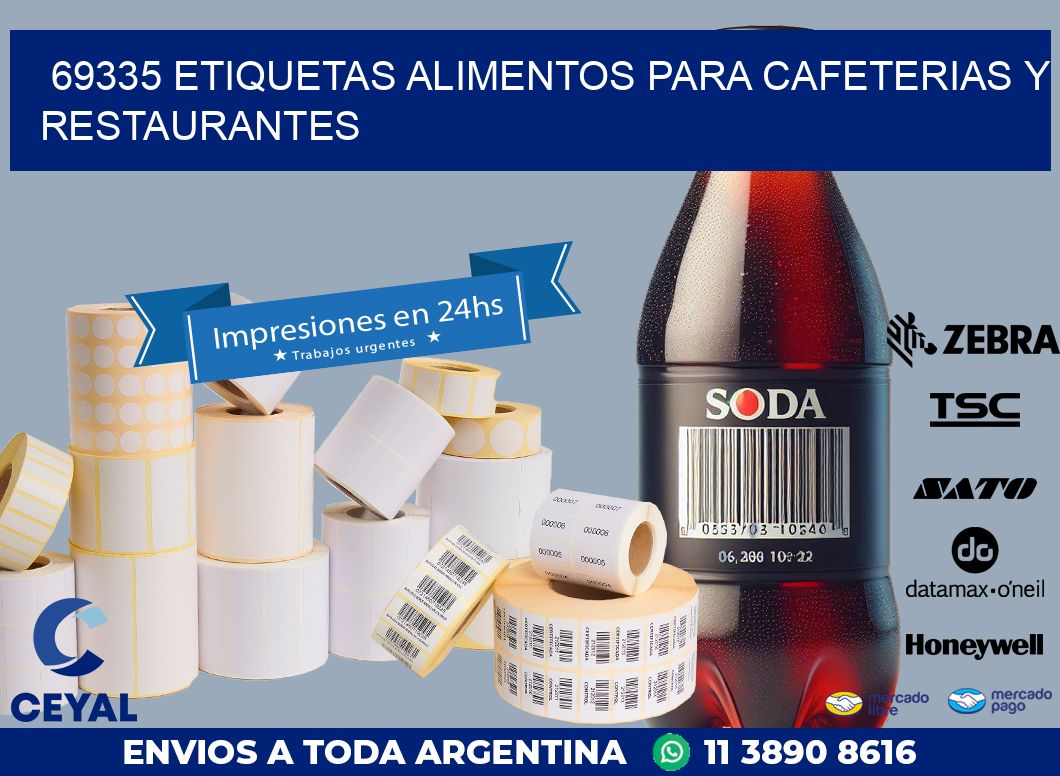 69335 ETIQUETAS ALIMENTOS PARA CAFETERIAS Y RESTAURANTES