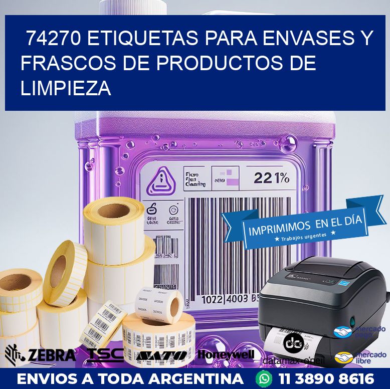 74270 ETIQUETAS PARA ENVASES Y FRASCOS DE PRODUCTOS DE LIMPIEZA