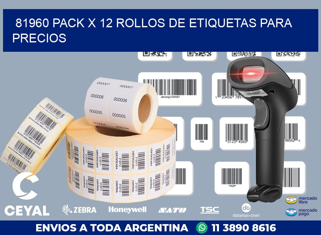 81960 PACK X 12 ROLLOS DE ETIQUETAS PARA PRECIOS